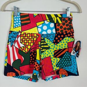 Lino Fitness Yoga Shorts Women's Medium Multicolor Geometric Print High Waist